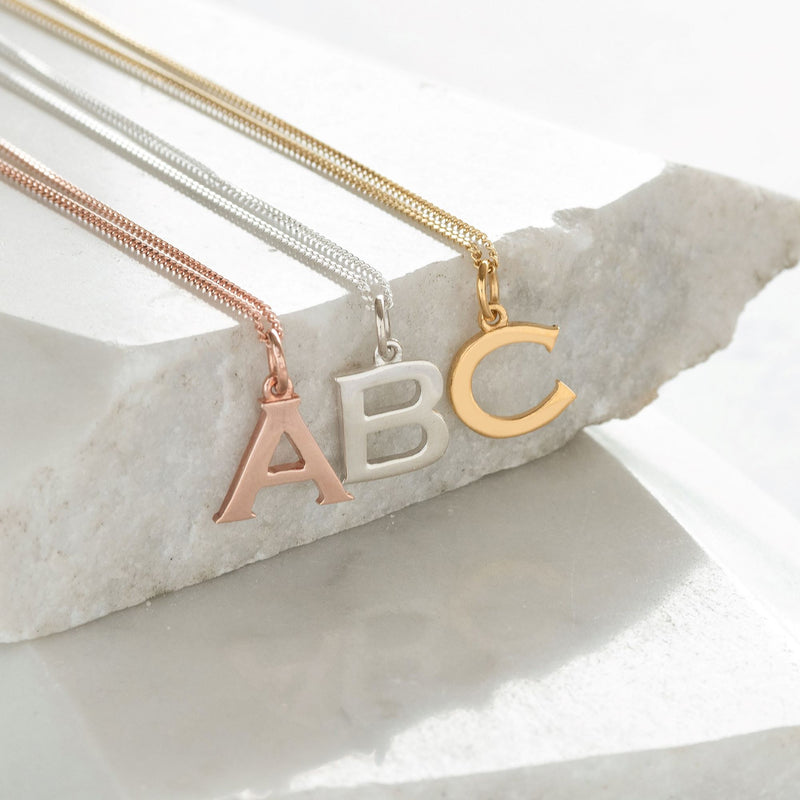 Letter Charm Necklace Silver