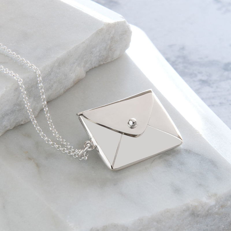 Envelope Necklace in Sterling Silver