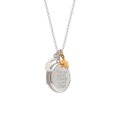'You are my Moon and Stars' Oval Locket with Charms