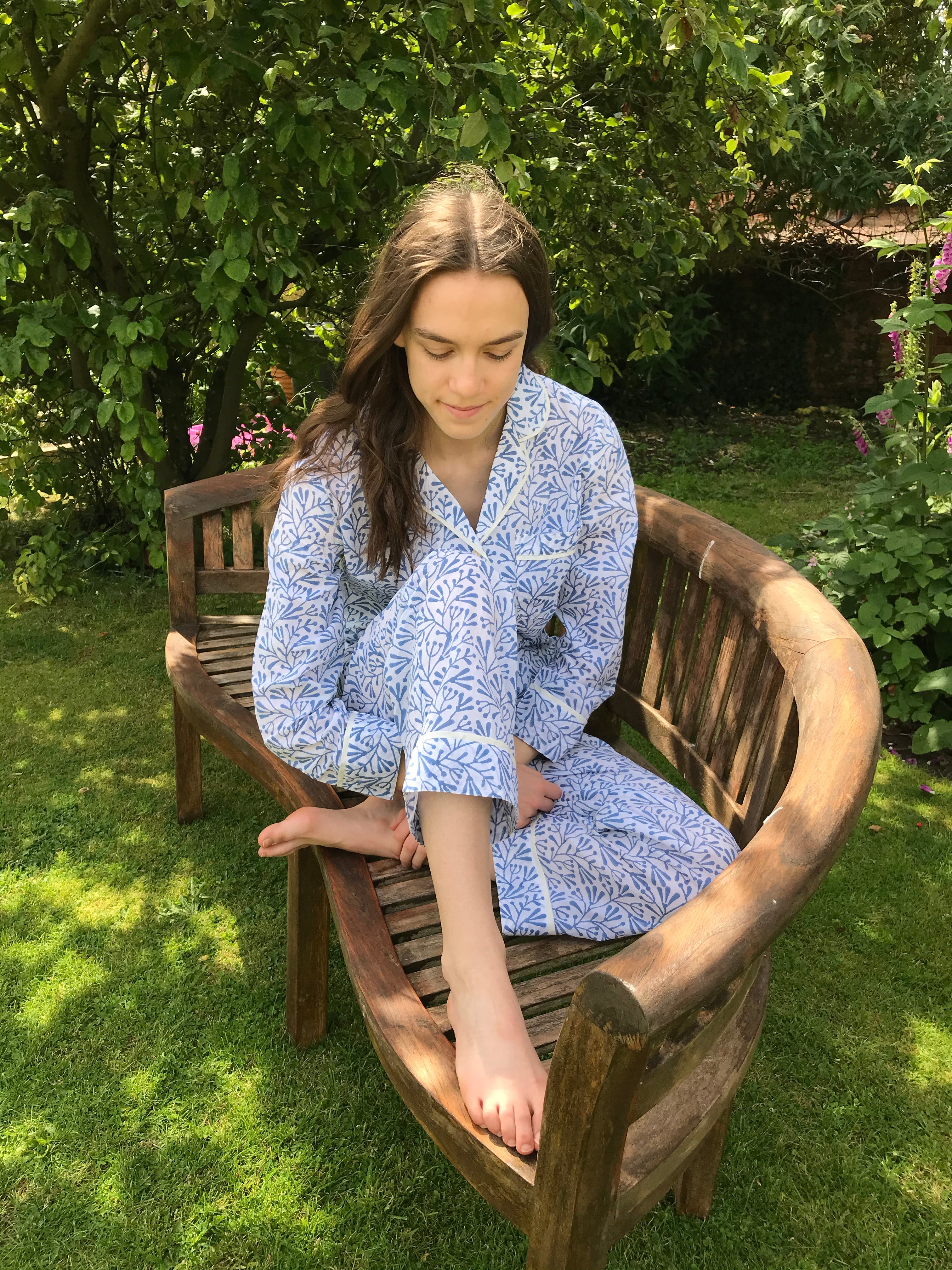 Bud Blue Cotton Pyjamas – Lime Tree Collection