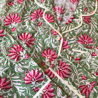 Jaipur Green & Pink Block Print Cotton Pyjamas