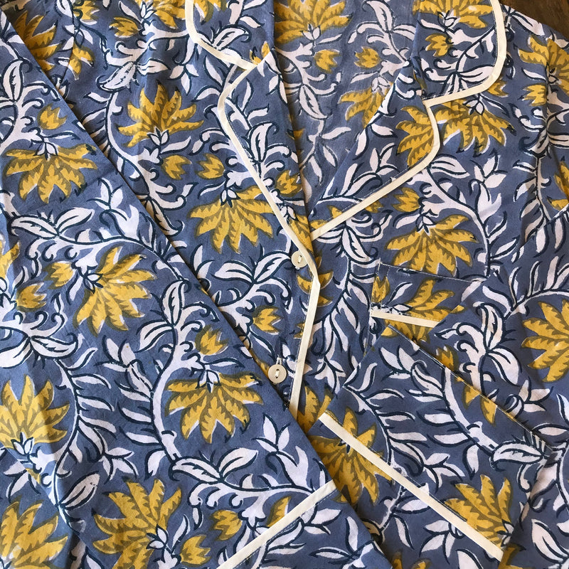 Jaipur Blue & Yellow Cotton Pyjamas