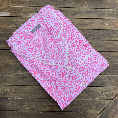 Pink Bud Block Print Cotton Pyjamas