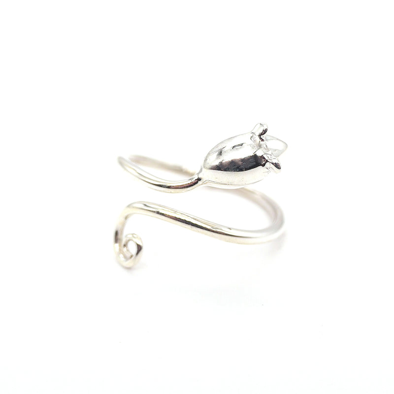 Adjustable Mouse Charm Ring Sterling Silver