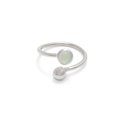 Adjustable Birthstone Ring March: Aqua & Silver