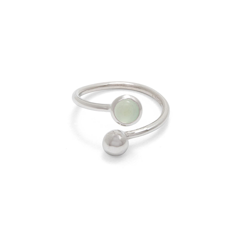 Adjustable Birthstone Ring March: Aqua & Silver