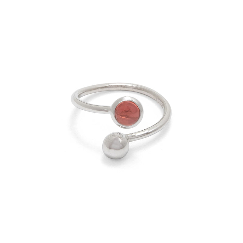 Adjustable Birthstone Ring January: Garnet & Silver