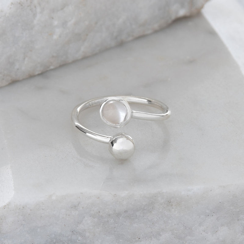 Adjustable Birthstone Ring April: Crystal & Silver