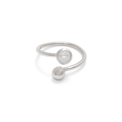 Adjustable Birthstone Ring April: Crystal & Silver