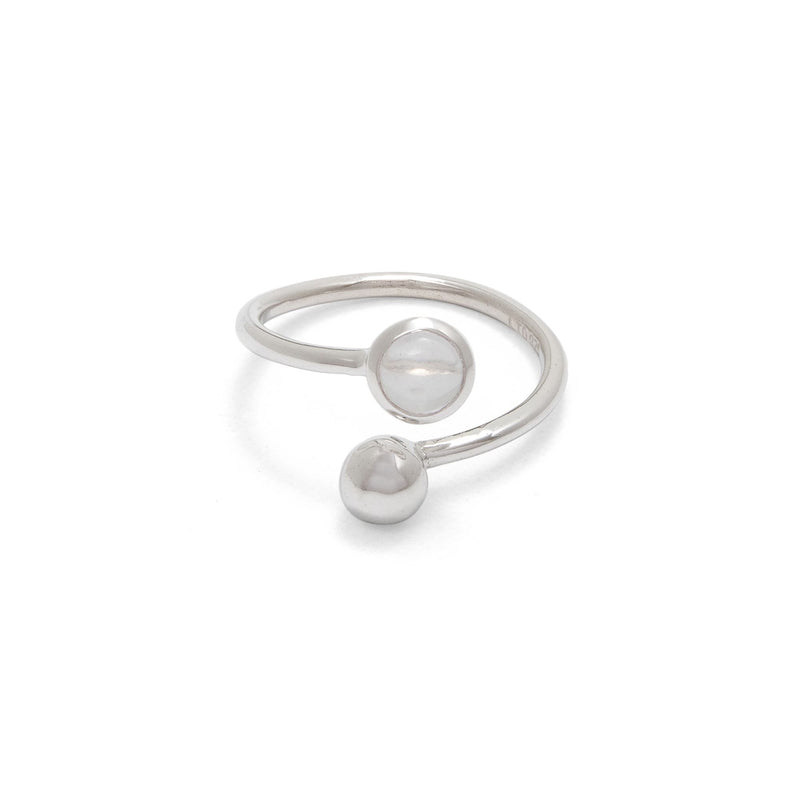 Adjustable Birthstone Ring April: Crystal & Silver