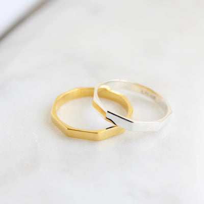 Heavy Hex Stacking Ring Gold Vermeil