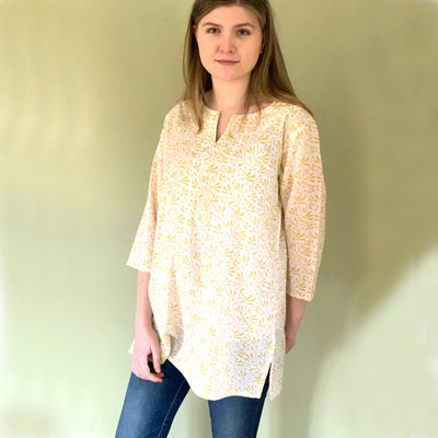 Block Print Tunic - Ochre Bud Fabric