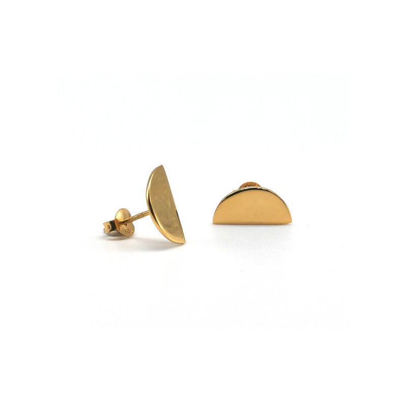 Semi Circle Eclipse Gold Vermeil Stud Earrings